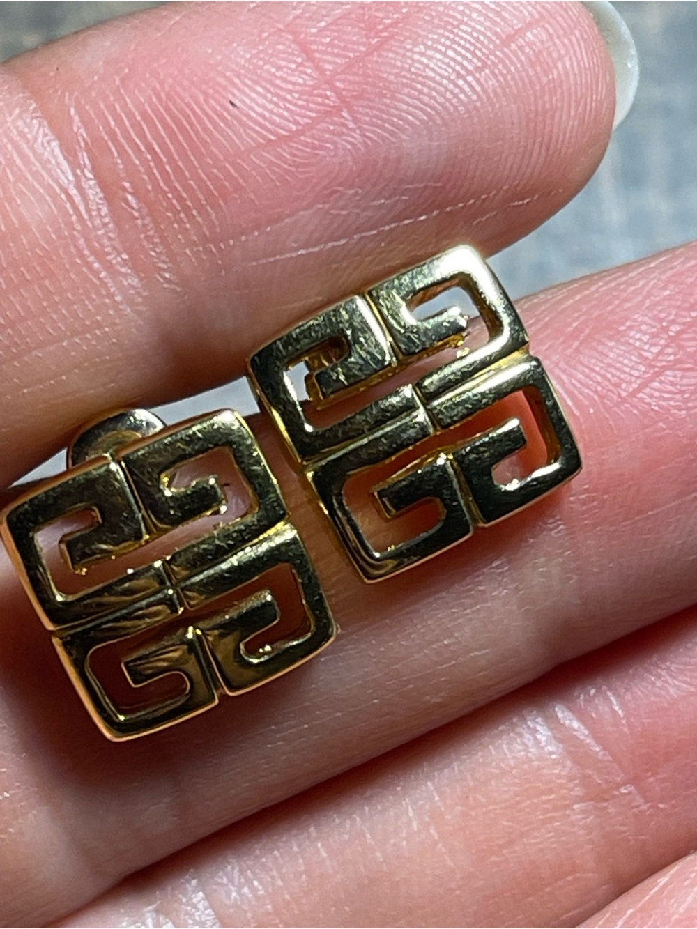 Givenchy 4Gs Gold-tone Greek Key Logo Earrings